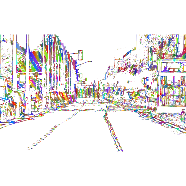 Urban City Street Line Art Polyprismatic No BG