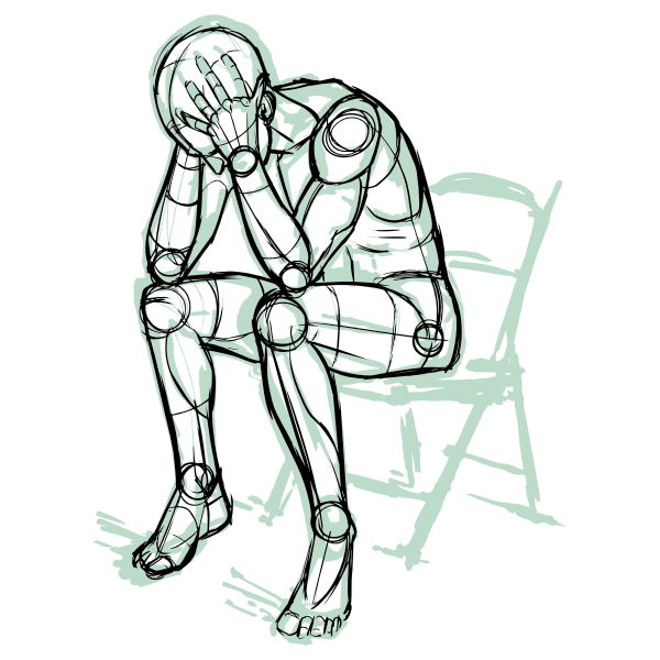 Desperate man sitting on a chair