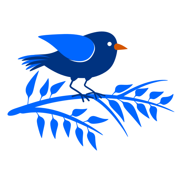 Blue branch and a bird