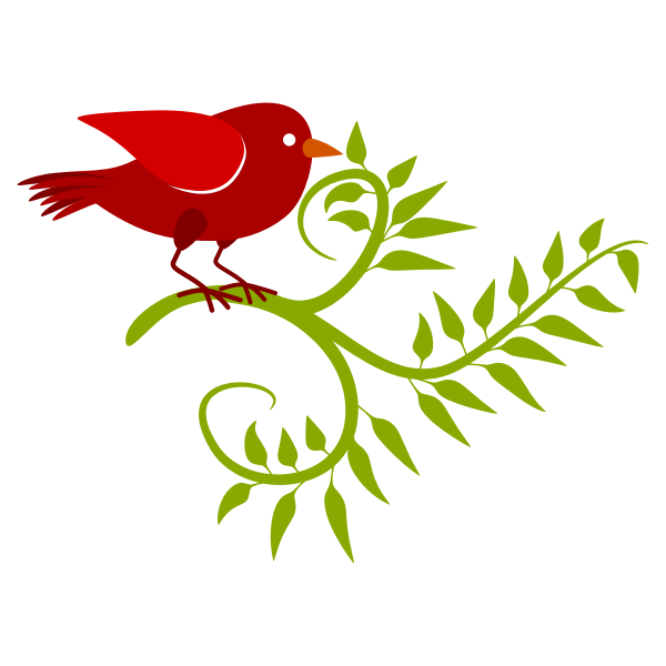 Red bird in a branch