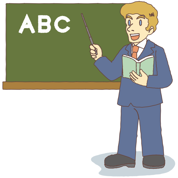 Male teacher teaching alphabet