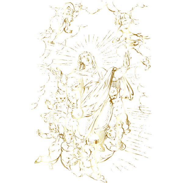 Angels Raising The Virgin Mary To Heaven Gold No BG