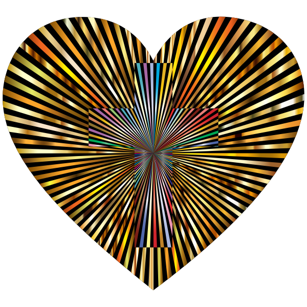 Starburst Heart Cross Type II Radiant Gold