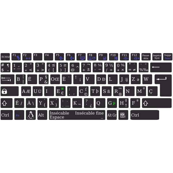 Layout base bÃ©po keyboard Asus K93SM