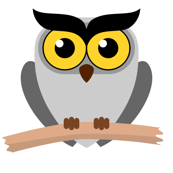 Owl on a branch cartoon style