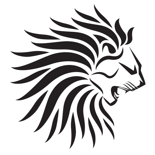 Heraldic lion head silhouette