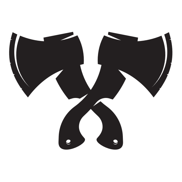 Two hatchets silhouette