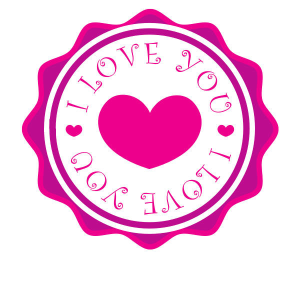 Pink sticker with text I love you