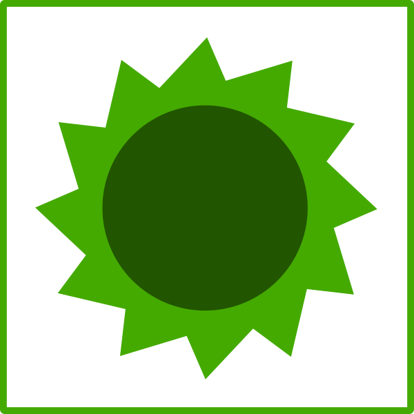 Vector illustration of eco green sun icon with thin border