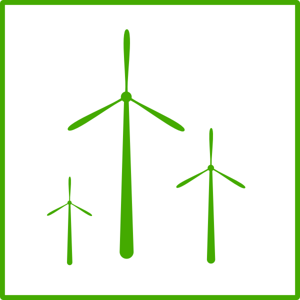 Vector image of eco green wind energy icon with thin border