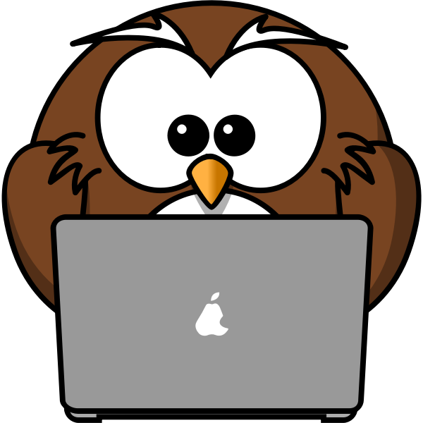 Owl with laptop vector drawing