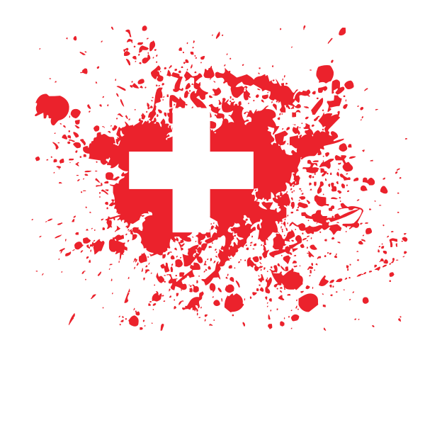 Swiss flag ink spatter