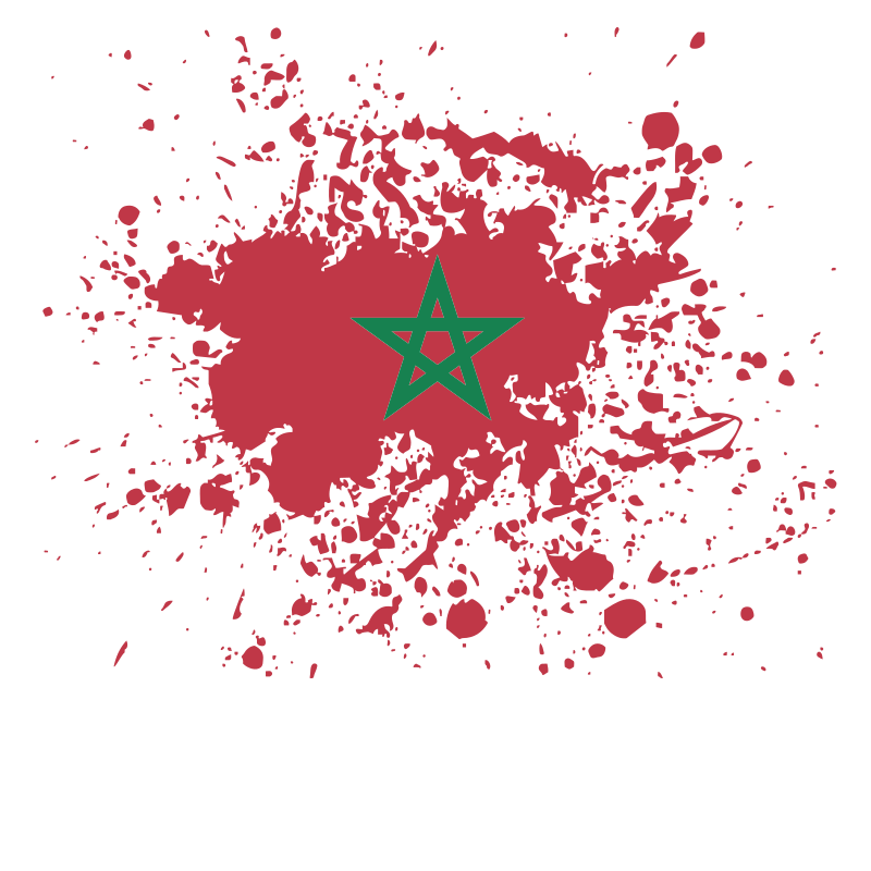 Morocco flag ink splatter