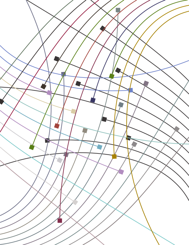 Intersecting colored lines