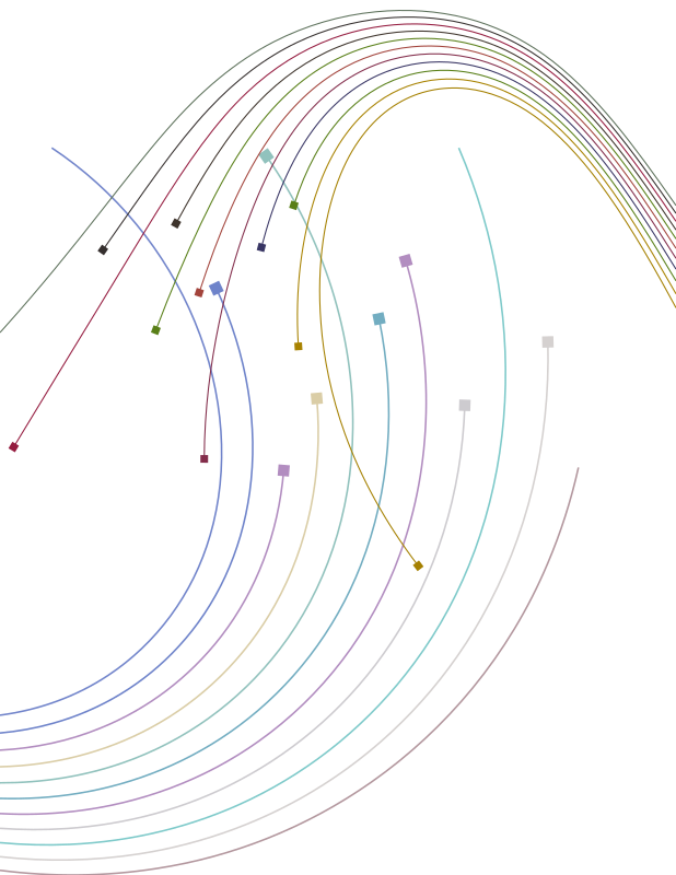 Intersecting curved lines