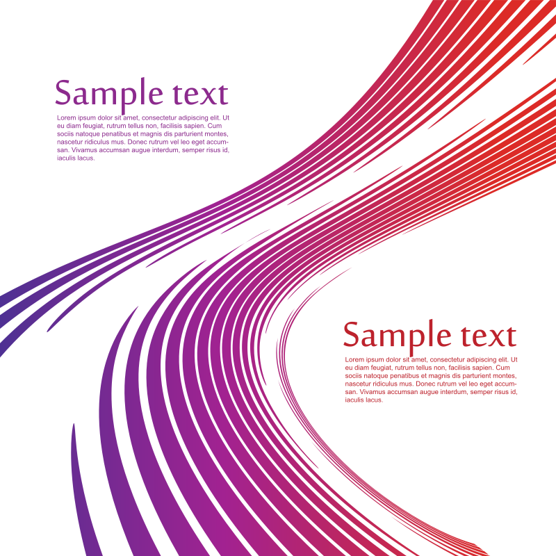 Curved stripes with sample text on white background