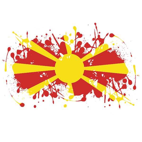 North Macedonia flag ink splatter