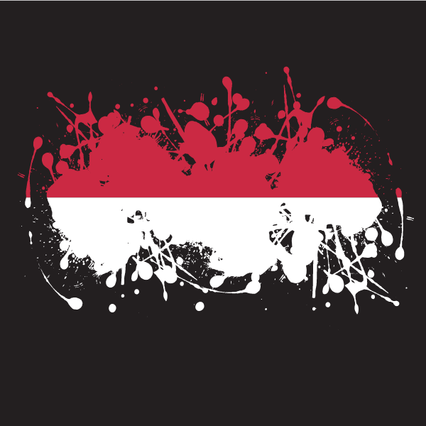 Indonesian flag ink splatter