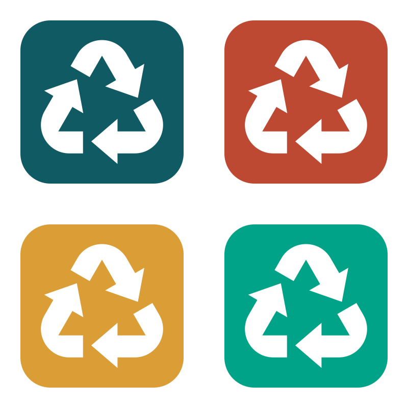 Recycling symbols color stickers