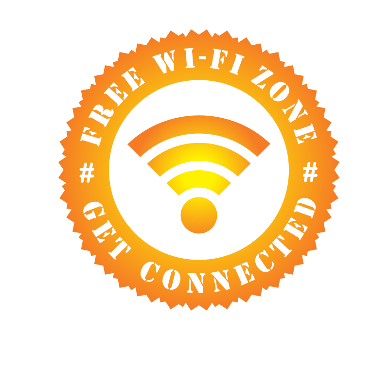 Free Wi-Fi sticker yellow colour