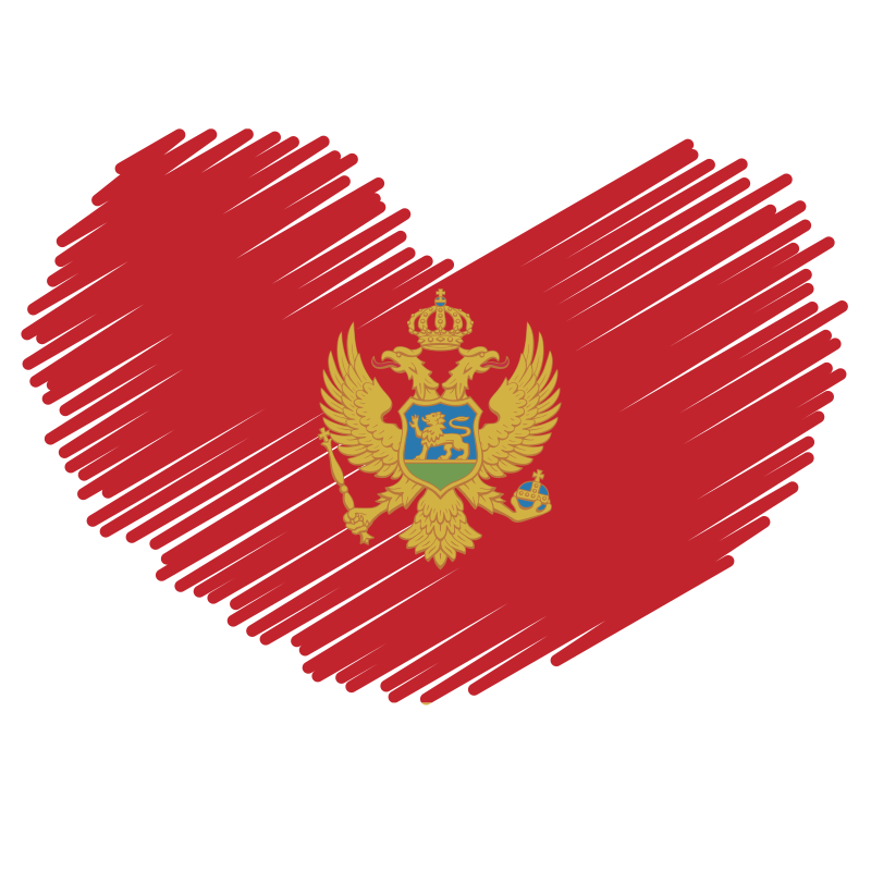 Montenegro flag heart symbol