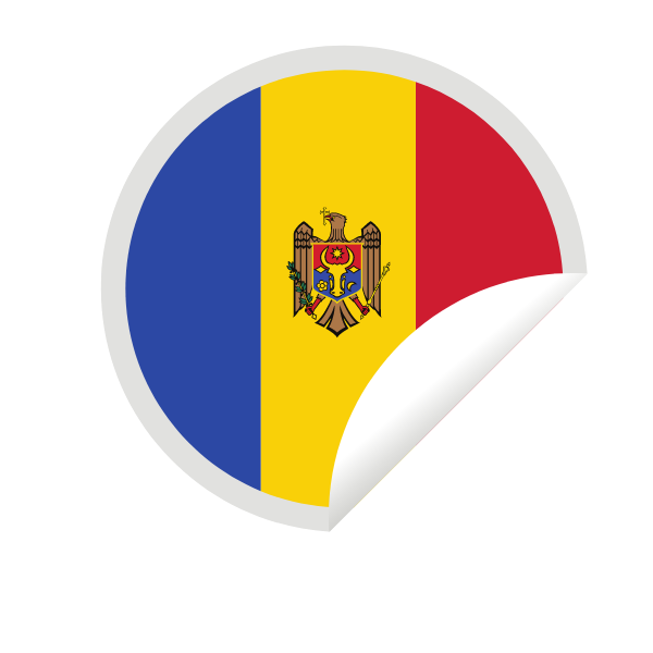 A peeling sticker with the flag of Moldova