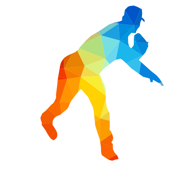 Baseball player low poly silhouette