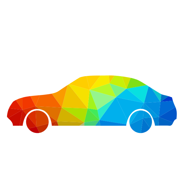 Car silhouette color low poly