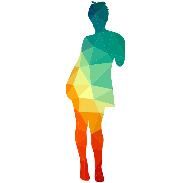 Girl outline color low poly pattern