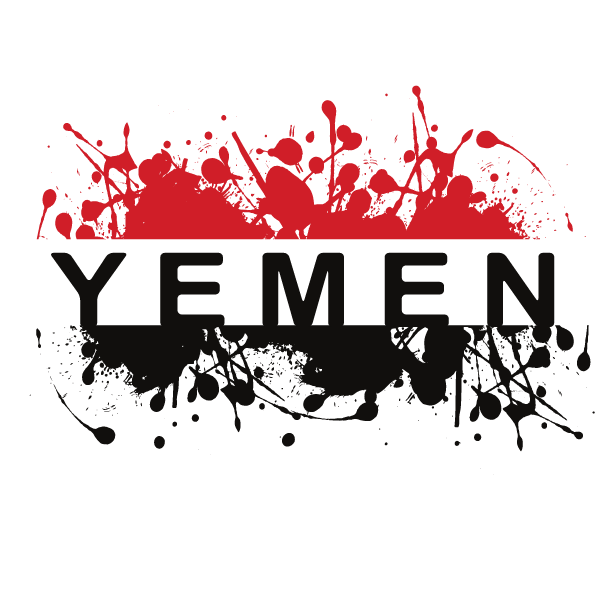 Yemen flag text ink splatter