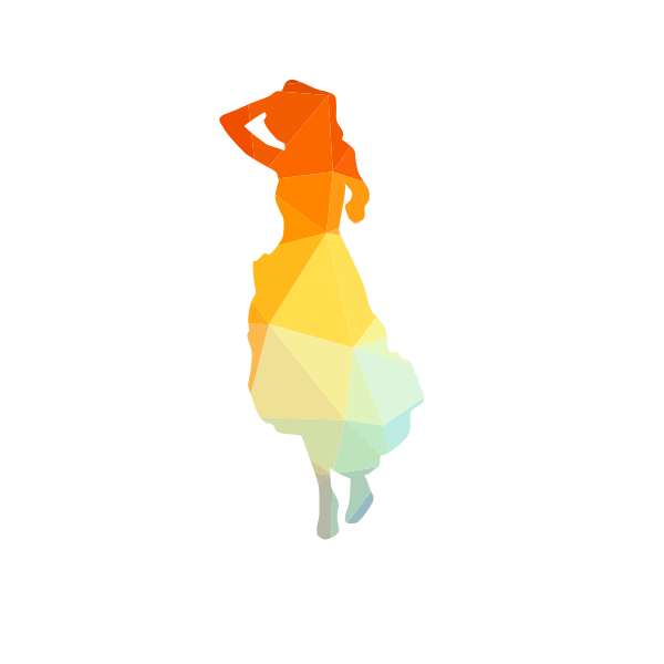 Girl in long dress silhouette