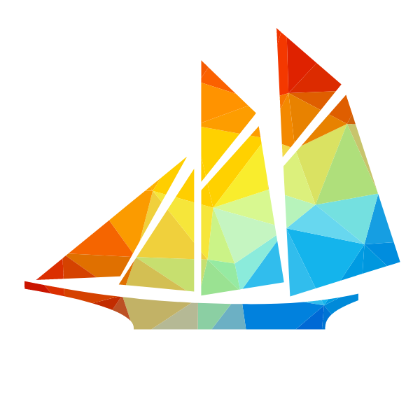 Sail ship silhouette low poly