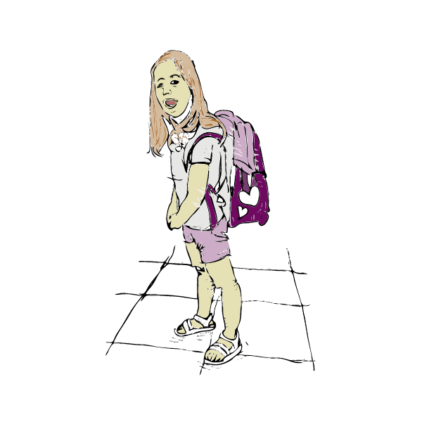 girl going to school