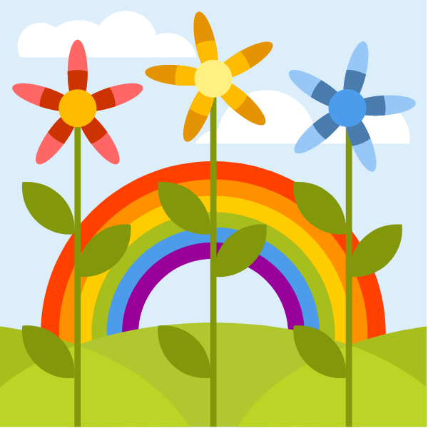 Garden rainbow flowers