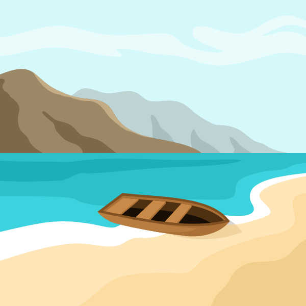 Wooden boat on the beach