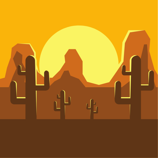 Desert landscape in the dusk