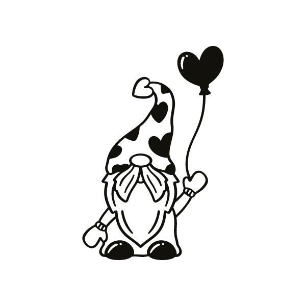 Free Valentine Gnome Heart Balloon Svg
