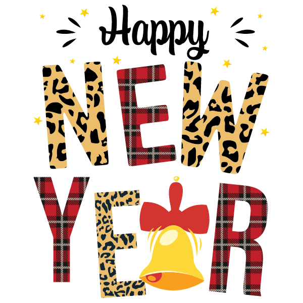 Happy New Year Leopard And Red Buffalo Plaid Font Diy Crafts, Laser Cut Svg Files