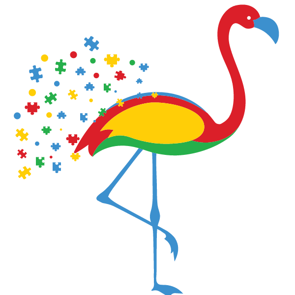 Flamingo Puzzle Pieces Autism Awareness Svg