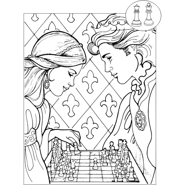 Chess in coloring book