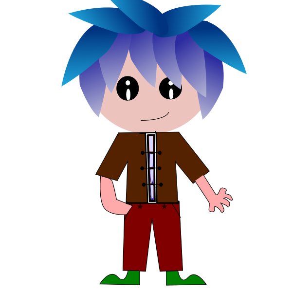 Cartoon boy with blue hair vector illustration