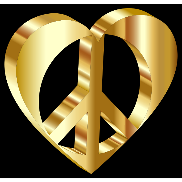 3D Peace Heart Mark II Gold With Background