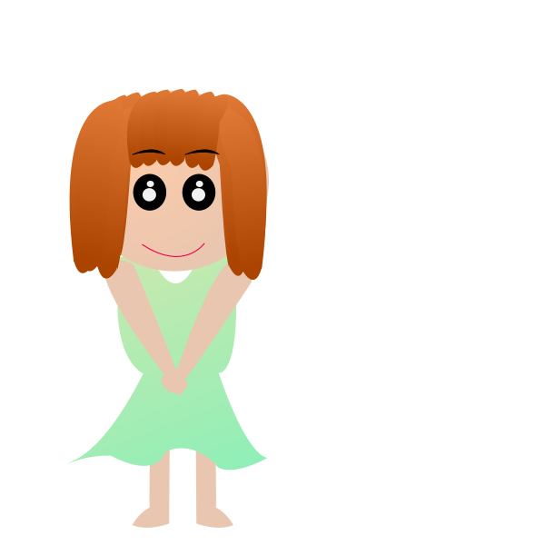 Cartoon figure in a green dress