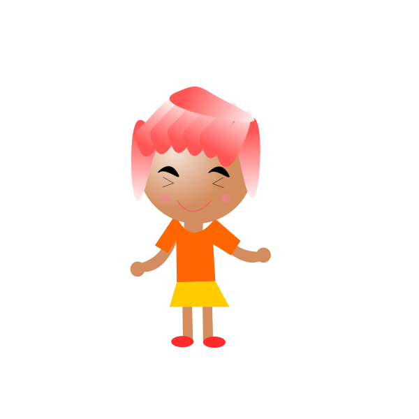 Smiling girl with pink hair