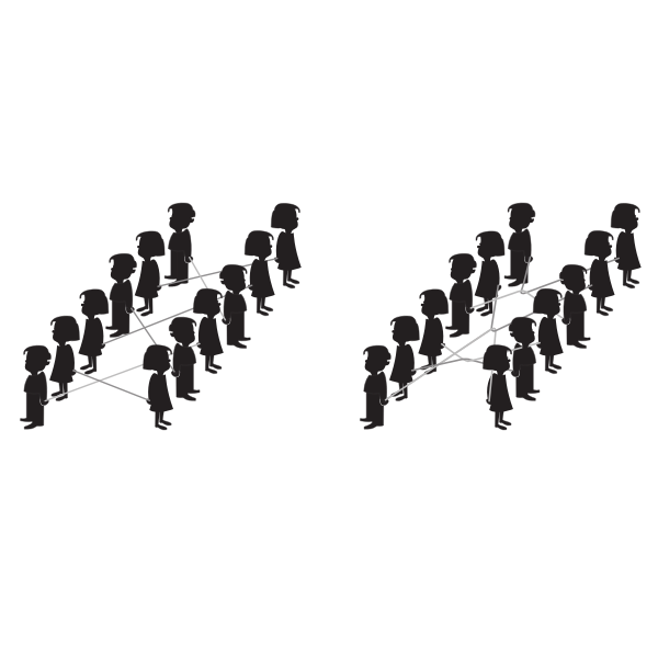 Vector image of kids in rows