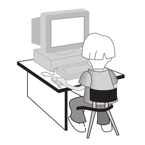 Kid at computer table vector illustration