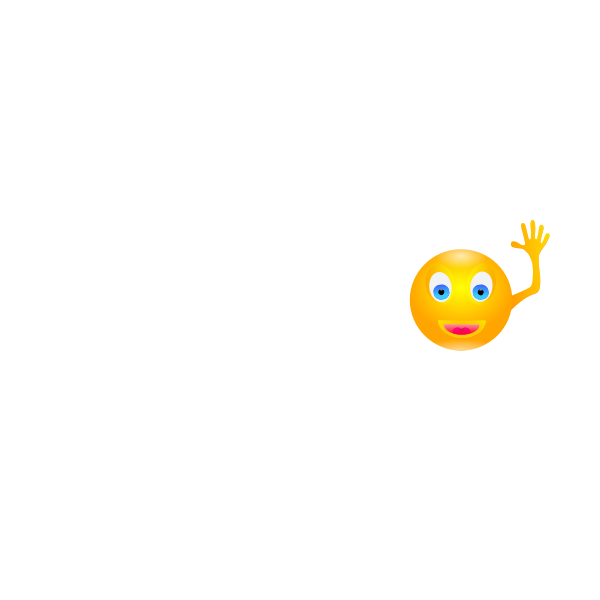 Vector drawing of yellow hand waving smiley