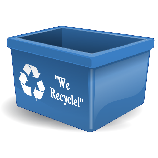 Vector illustration of blue plastic recycling bin