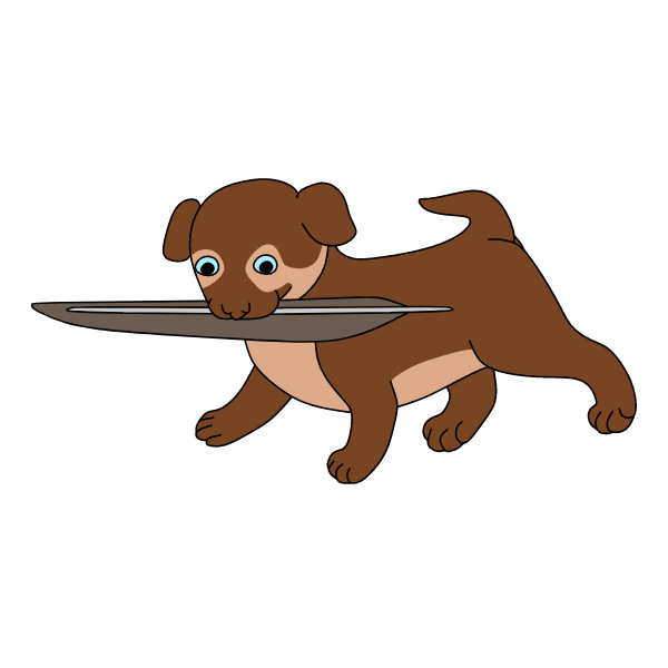 A puppy proudly returns home with a valuable catch: a feather