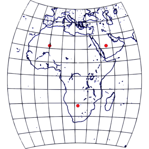 Africa Chamberlin trimetric projection